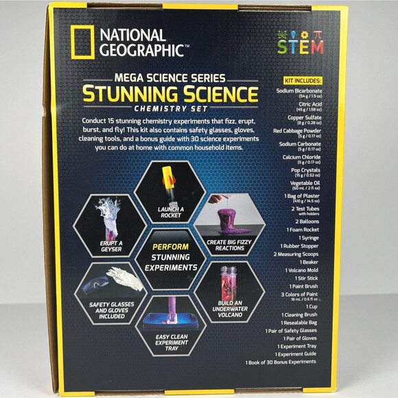 National Geographic STUNNING SCIENCE Chemistry Set 45 Easy Experiments OPEN BOX - Picture 2 of 6